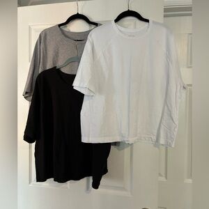 Everlane Organic Cotton Crewneck Tee - White, Black, Grey — all 3